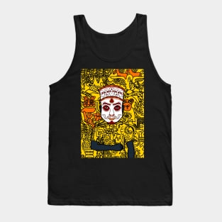 Immerse in the Artistry of Modigliani - A MaleMask NFT with IndianEye Color and Doodle Background Tank Top